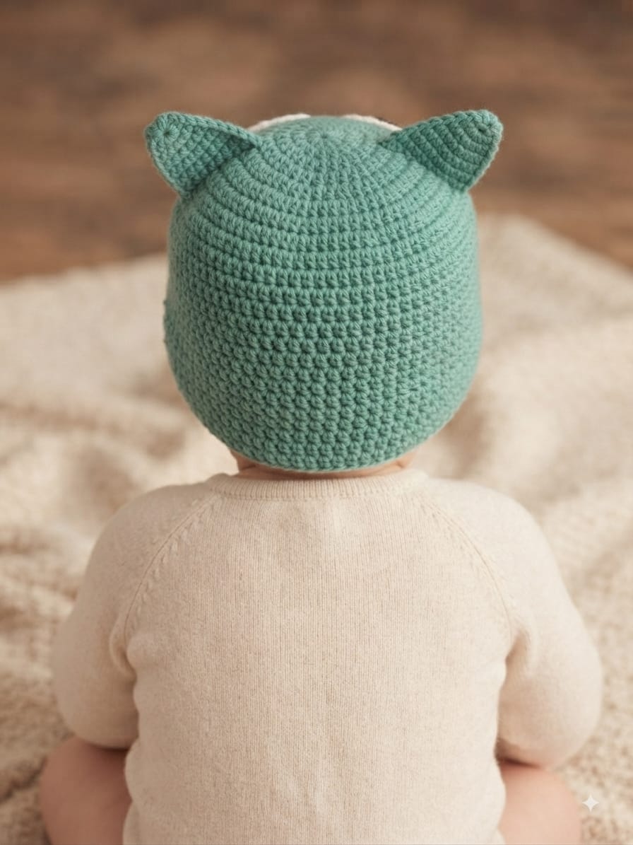 Handmade Crochet Cute Owl Design Woolen Baby Cap | Soft & Warm Winter Beanie for Infants