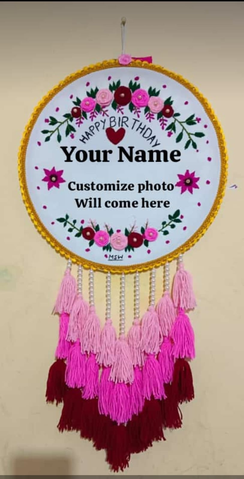 Personalized  Birthday Embroidery Hoop | with photo | Unique Handmade Gift for Birthday Wedding Anniversary Festivals | 8 Inches | Dream Gifts
