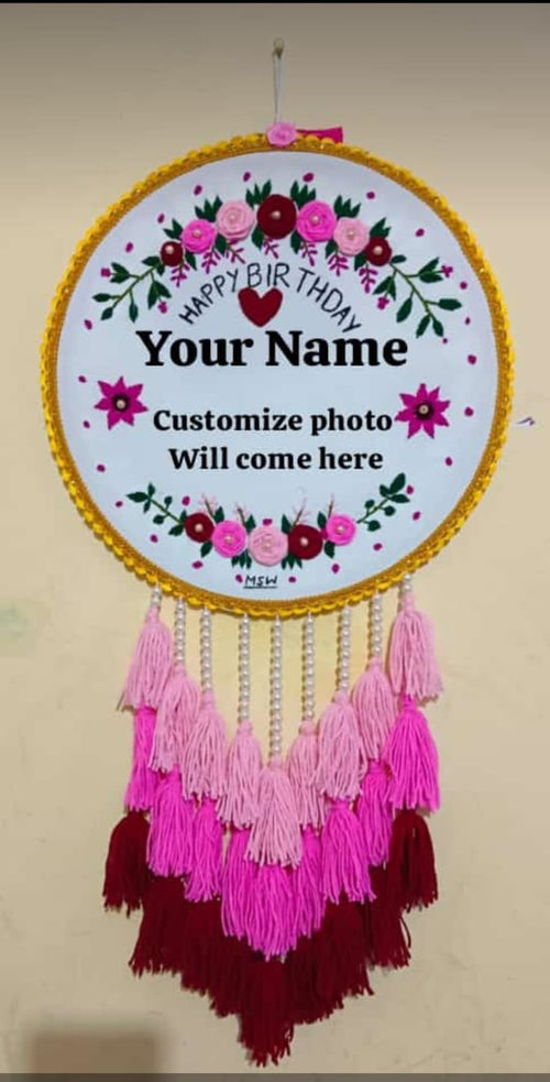Personalized  Birthday Embroidery Hoop | with photo | Unique Handmade Gift for Birthday Wedding Anniversary Festivals | 8 Inches | Dream Gifts