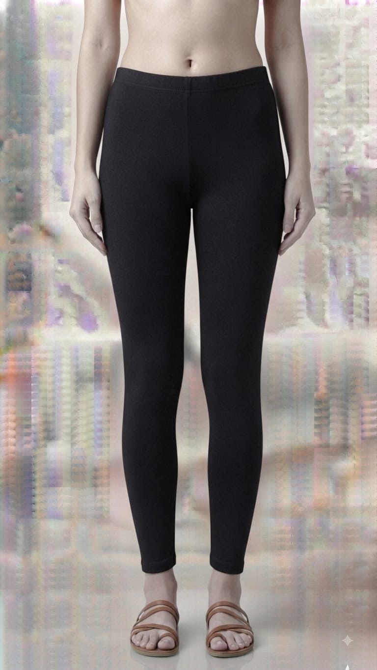 Women's Premium 4-Way Stretch Lycra Ankle Length Leggings | Soft & Breathable High-Waist Tights