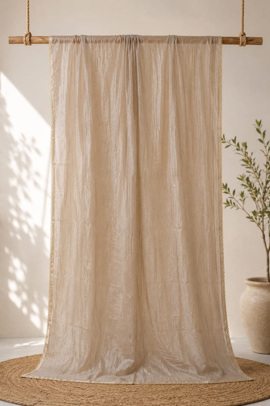 Premium Soft Cotton Solid Beige Dupatta with Delicate Lace Border
