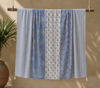Women’s Cotton Ajrak-Inspired Print Dupatta – Blue and White