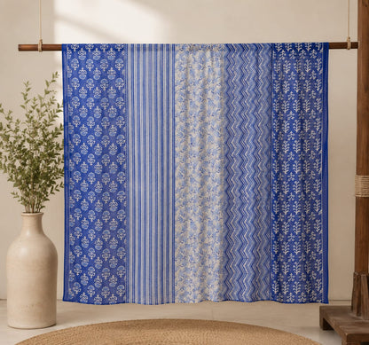 Royal Blue & White Block Printed Cotton Dupatta | Traditional Ethnic Wear