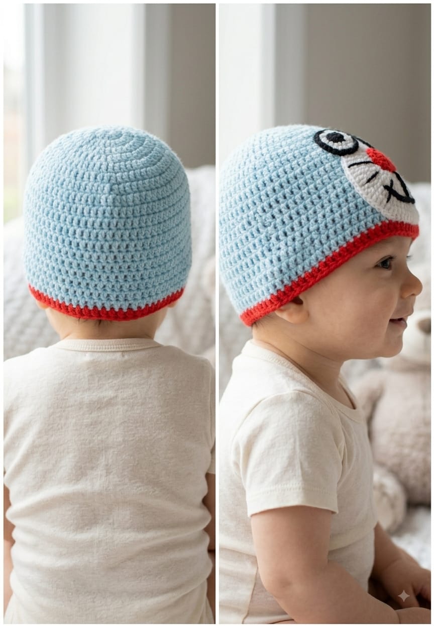 Cartoon Woolen Baby Cap – Handmade Crochet Beanie for Newborns & Infants