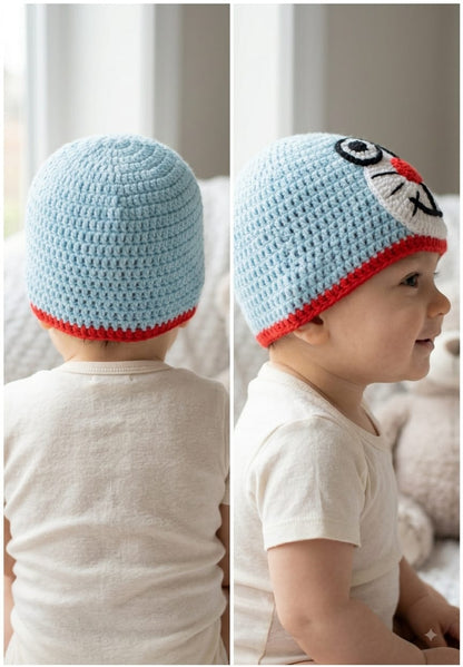 Cartoon Woolen Baby Cap – Handmade Crochet Beanie for Newborns & Infants