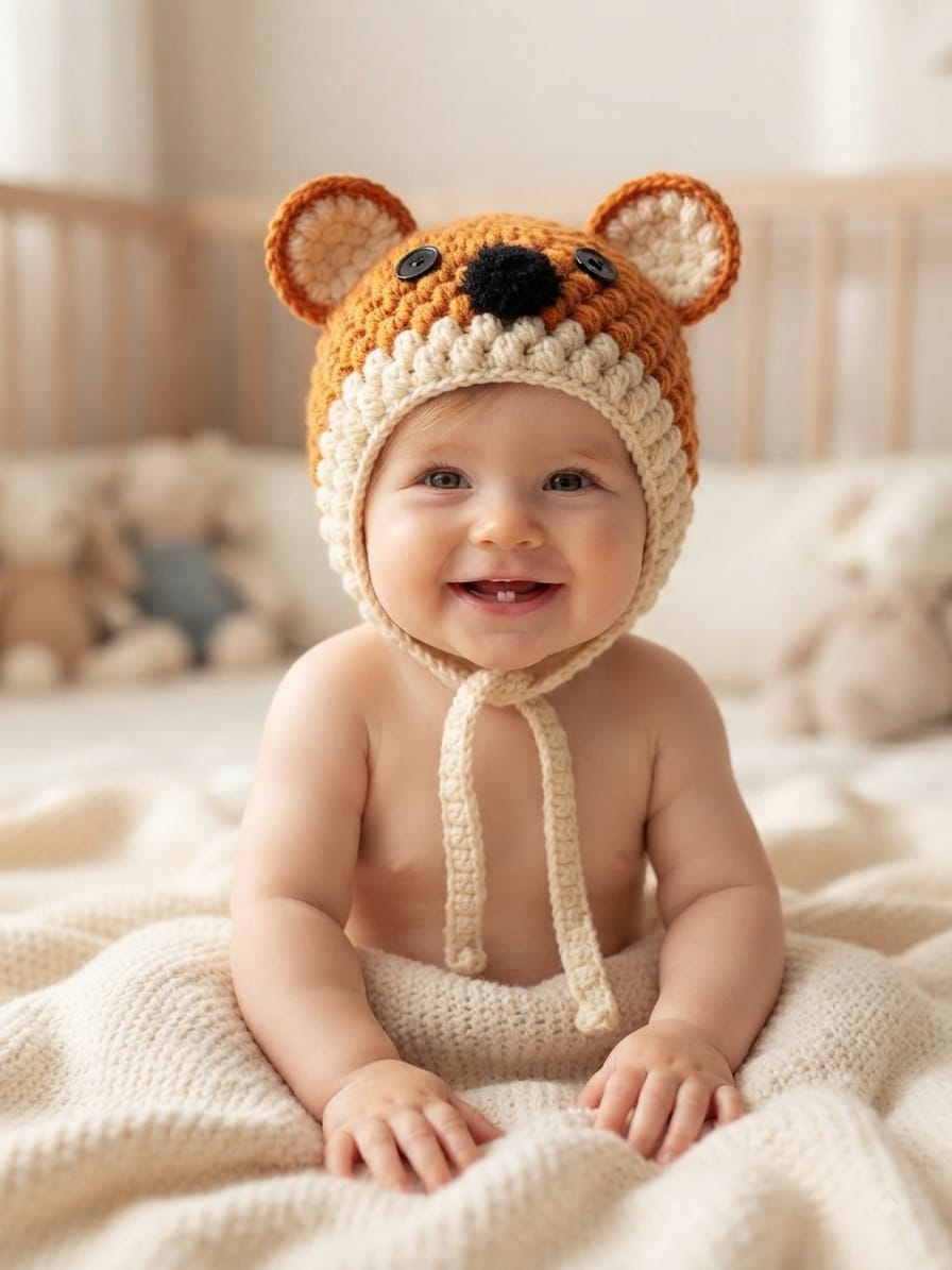 Handmade Animal Ear Woolen Baby Cap