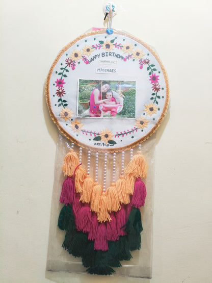 Birthday Embroidery Hoop Wall Hanging – Handcrafted Floral Gift