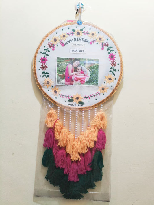 Birthday Embroidery Hoop Wall Hanging – Handcrafted Floral Gift
