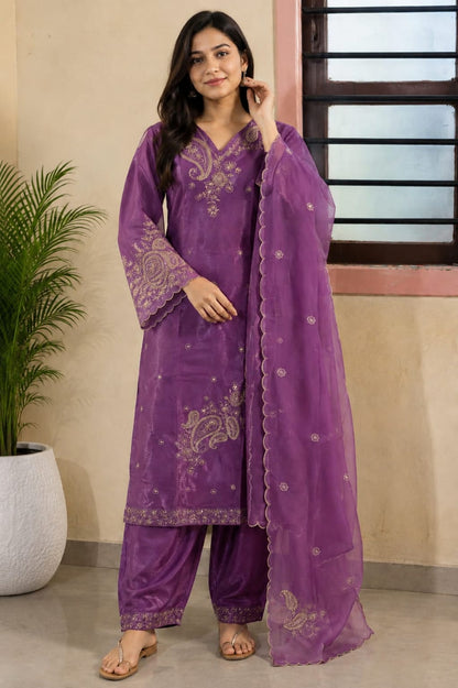 Purple Embroidered Salwar Suit Set | Festive Ethnic Wear